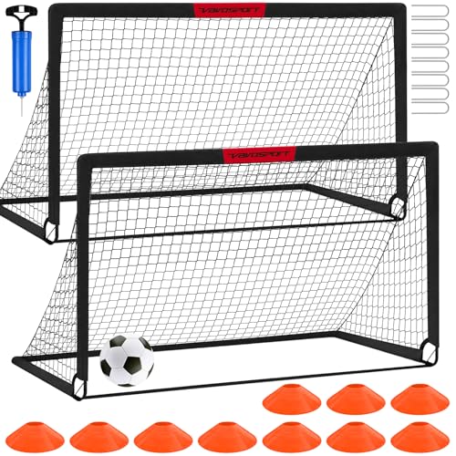 Image of Kids Soccer Goals for Backyard Set - 2 of 4' x 3' Portable Soccer Goal Training Equipment, Pop Up Toddler Soccer Net with Soccer Ball, Soccer Set for Kids and Youth Outdoor Games, Sports, Play