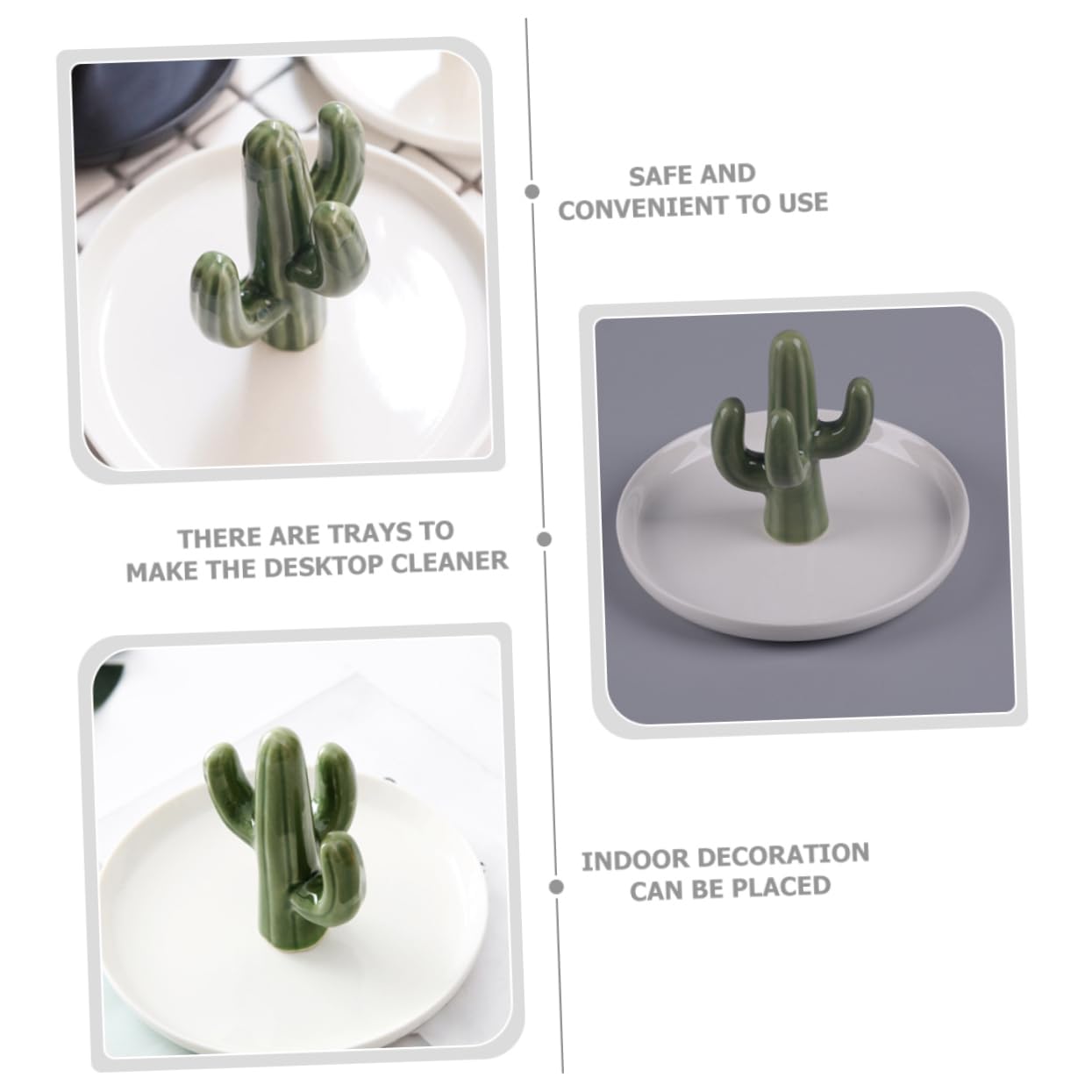 TOPBATHY 2piezas Plato Joyería Cerámica Cactus Almacenamiento Joyas Organizador Anillos