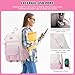 Bevalsa Backpack for Girls, School Backpacks for Girls, Kids Backpack with Lunch Box & Pencil Pouch for Teens Girl Kids Elementary Middle High School College Student Bookbag Daypack (Pink Beige)
