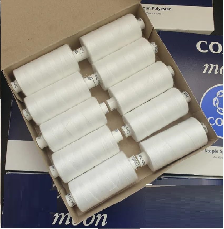 Coats Moon Assorted Sewing Thread Box of 10 Reels Moon Polyester All Purpose Thread for Sewing and Overlocking 1000 Yards Each - Image 3