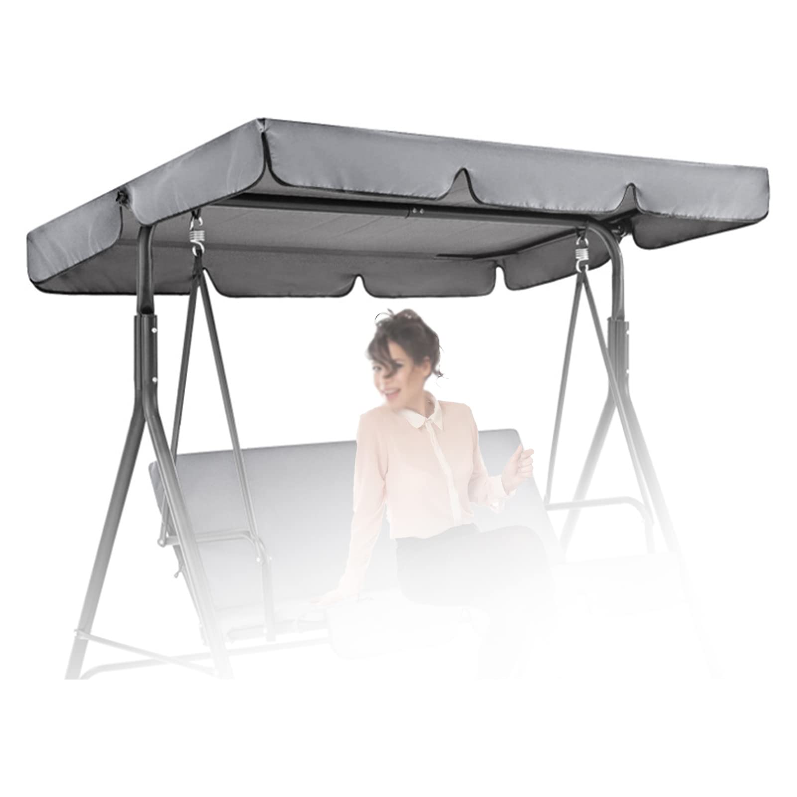 AMZCOM Swing Canopy Replacement, Garden Swing Chair Canopy Cover, Waterproof Oxford Cloth Canopy, 2 & 3 Seater Hammock Cover Top for Patio Garden Outdoor,Gray,190×132×15cm