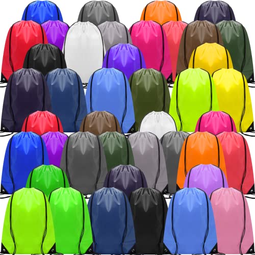 Image of Shappy 100 Pcs Drawstring Backpack Bulk Sports Gym Cinch Bag Polyester String Bag for Men Women (25 Colors)