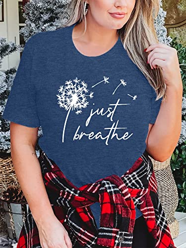 Womens Plus Size Dandelion Print Tshirt Cute Graphic Floral Tees Short Sleeve Summer Blessed Tee Tops2