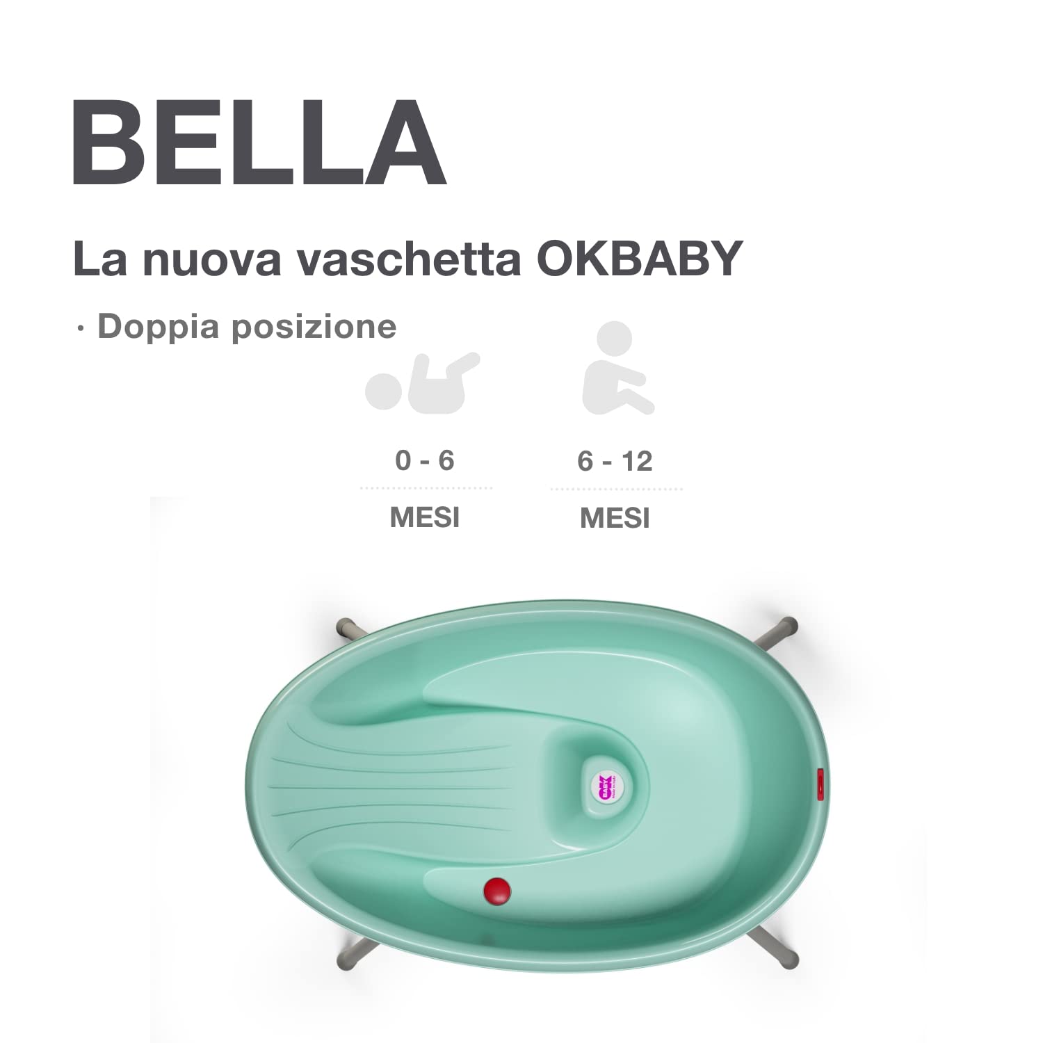 OKBABY Kit Vaschetta Bella e Cavalletto di Supporto - per il Bagnetto del Neonato 0-12 Mesi - Vaschetta Azzurra
