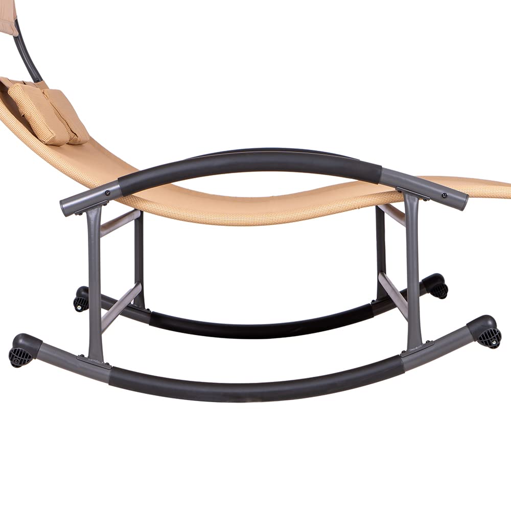 Hortan Lettino 2 Posti Con Struttura Prendisole In Acciaio, Seduta Ergonomica In Textilene e Tetto Parasole, Per Arredo Giardino, Terrazzo e Piscina