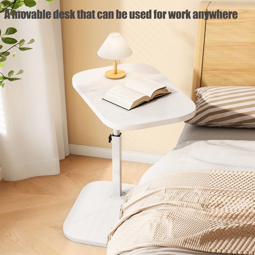 Image of Pedestal Adjustable C Shaped End Tables for Small Spaces Side Table，Desktop can Turn 360 and The Height of The Sofa Side Table can be Adjusted