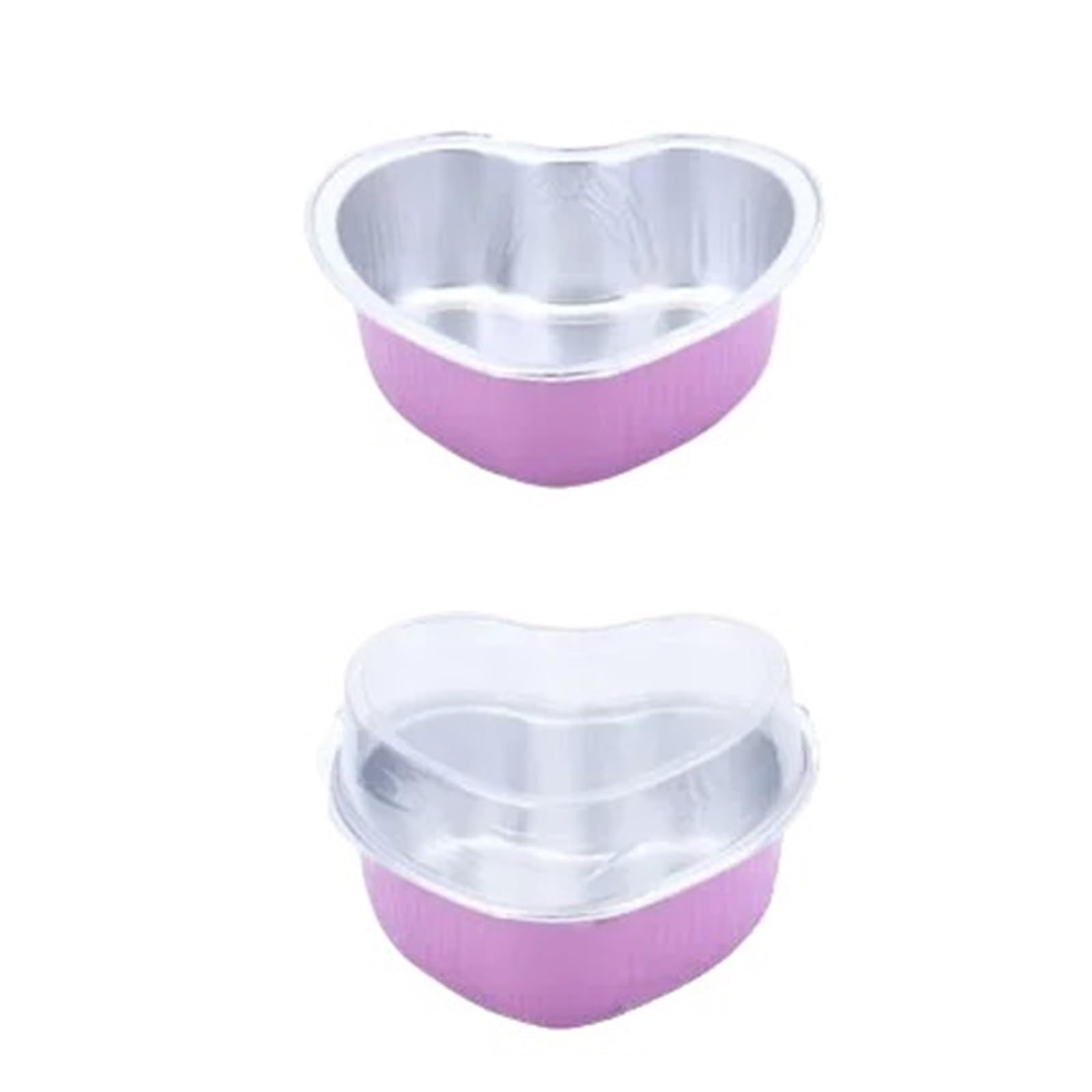 Moldes para hornear 50 moldes de aluminio for hornear, 100 ml, con forma corazón, for cupcakes, tapa, desechables, for muffins, envoltorios, bandejas, for pasteles(Pink)