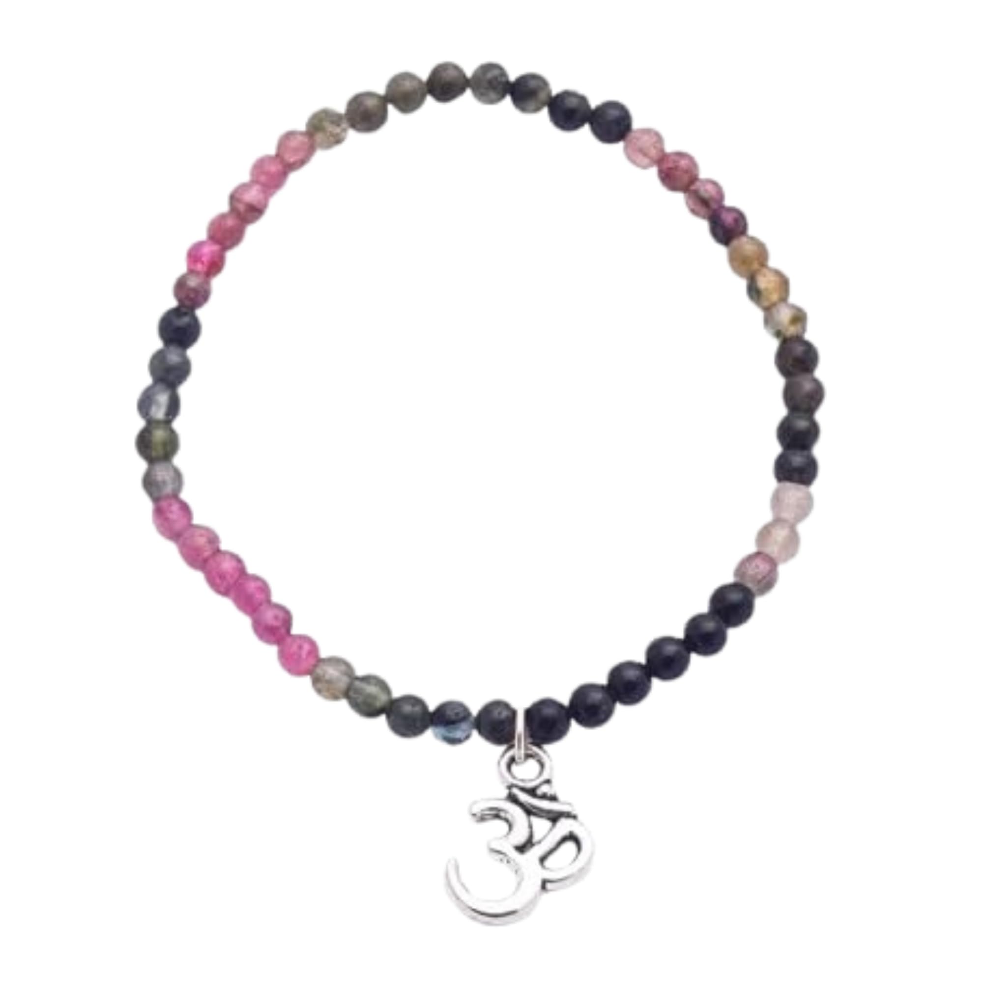 Natural Tourmaline Stone Bracelet | Bracelet with Om Charm-image-30