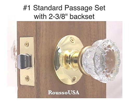 Rousso Usa Fluted Glass Passage Door Knob Set-Complete Installation Kit (Polished Brass) #TOP1
