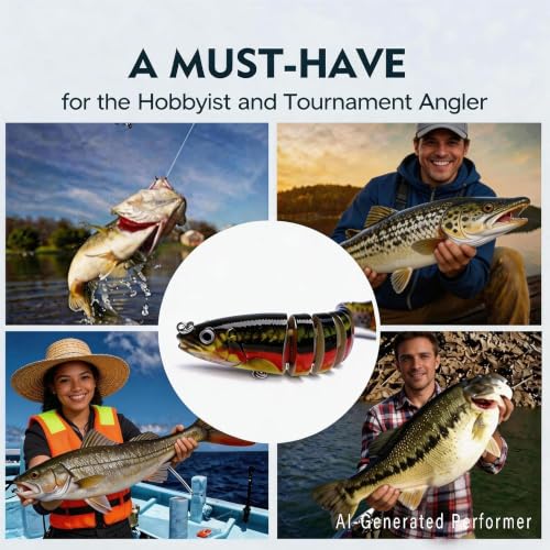 Multi Jointed Swimbait Hard Lure, 5.1in Slow Sinking Fishing Lures with Lifelike Swimming Action, Realistic Bass Fishing Lures for Freshwater, Topwater Lure with Gravity Transfer System for Bass - image 6
