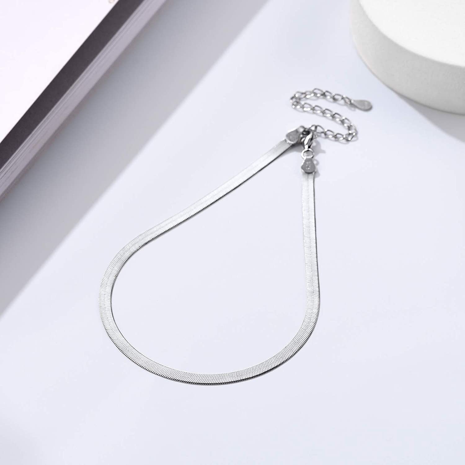 RWRAPS Cavigliera in argento S925, accessorio da spiaggia estivo per regalo di compleanno Patric per ragazze da donna (catena b) (argento b)