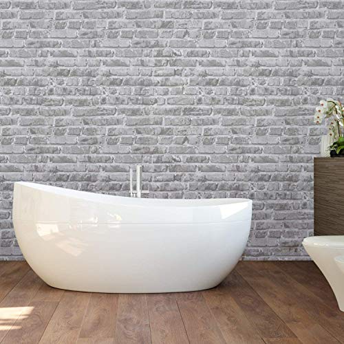 Timeet Grey Brick Wallpaper Peel And Stick Wallpaper 17.7" X 197" Self-Adhesive Film Brick Contact Paper 3D Textured Brick Wallpaper Removable Wallpaper For Room Wall Decoration #TOP7