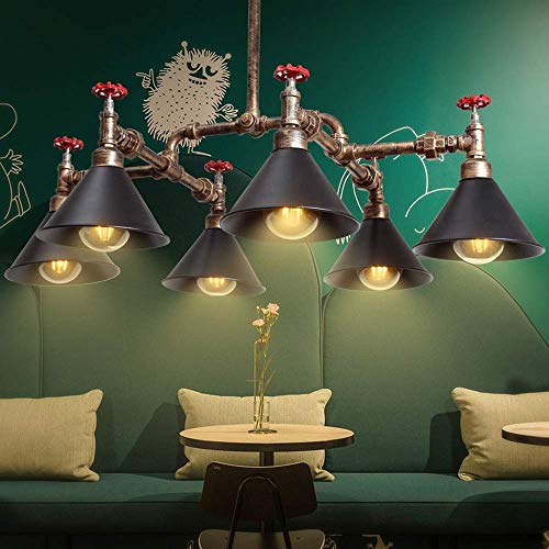 XYQUTQMK E27 6-Lights Vintage Steampunk Water Pipe Chandelier, Industrial Wrought Iron Ceiling Pendant Lighting, Retro Loft Hanging Lamp Decoration Lighting Flush Mount Light steampunk buy now online XYQUTQMK E27 6-Lights Vintage Steampunk Water Pipe Chandelier, Industrial Wrought Iron Ceiling Pendant Lighting, Retro Loft Hanging Lamp Decoration Lighting Flush Mount Light steampunk buy now online