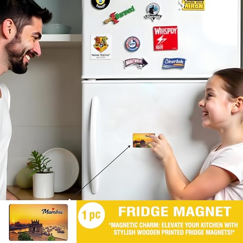 Image of Elegant Fridge Magnet with Themes |Rectangular Size Refrigerator Magnet with Magnetic Rubber Back | Pack of 1, 8.6cm X 5.4cm (Mumbai)