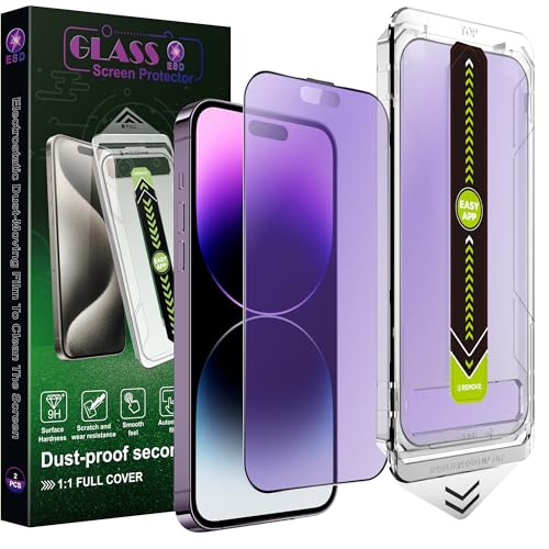 SY SHANGYAN 2 Pack Anti Blue Light Matte Screen Protector for iPhone 14 Pro Max/15 Plus/16 Plus (6.7-Inch) 9H Tempered Glass Anti-Glare Full Coverage Anti-Fingerprint Auto Dust Removal Bubble-Free
