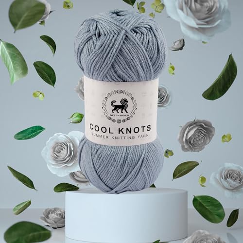 Image of NESTNHAVEN Polyester Blend Cool Knots, Hand Knitting Yarn (1 Ball 100G) - Luxury Yarn For Crochet, Amigurumi, Embroidery, Toys, Garments, Flowers And Hobby Projects (Grey)