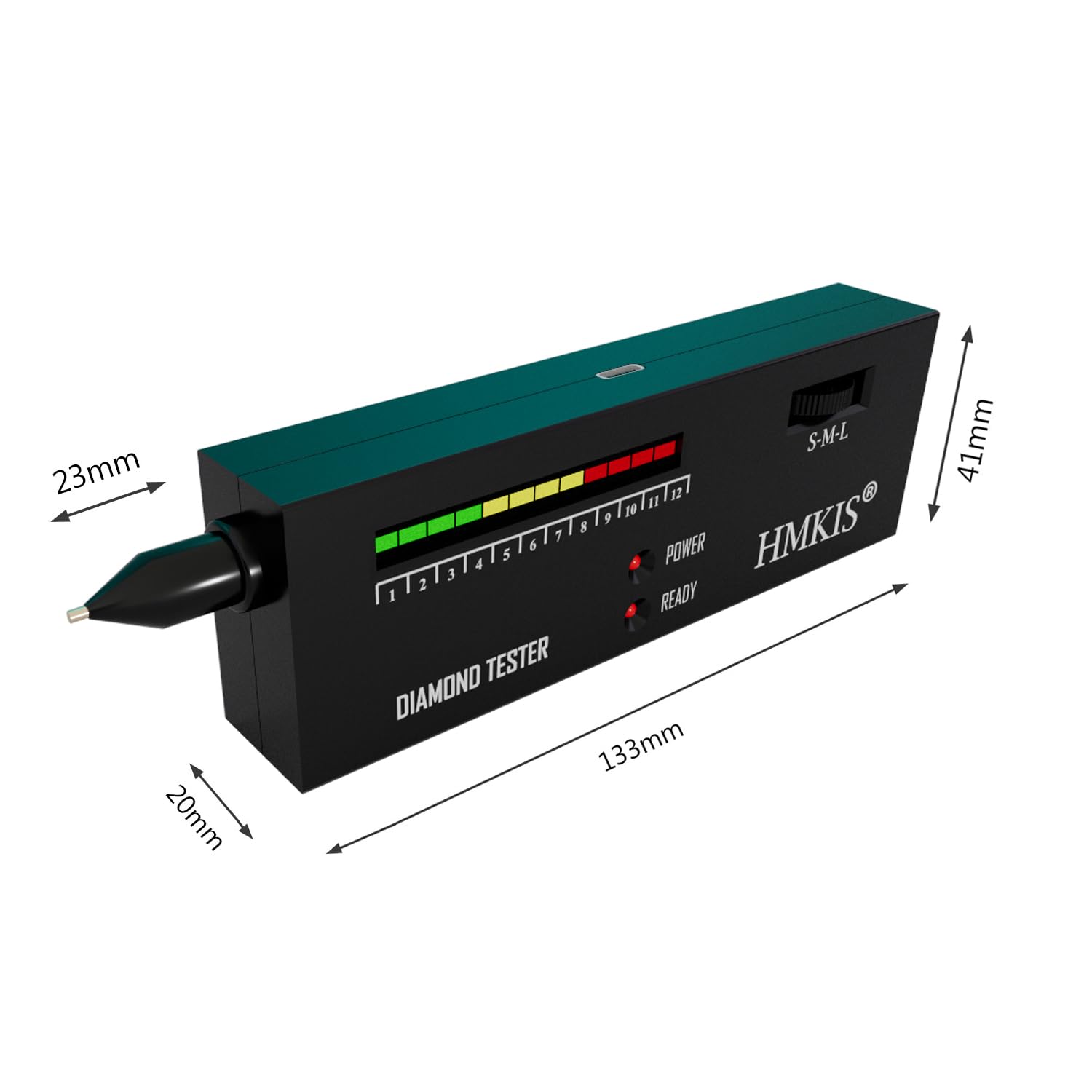 HMKIS Tester per diamanti, tester per gioielli ad alta precisione + mini ingrandimento LED 60x, selettore professionale per principianti ed esperti, misuratore di conducibilità termica