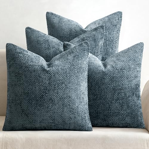Image of MIULEE Pack of 4 Couch Throw Pillow Covers 20x20 Inch Navy Blue Soft Decorative Chenille Pillow Covers Farmhouse Accent Cushion Covers for Boho Home Decor Sofa Bedroom Living Room
