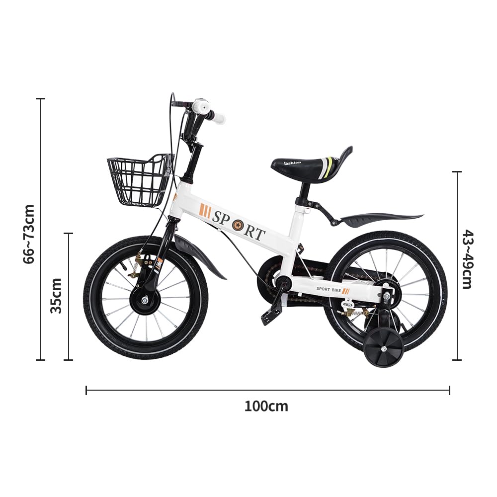 homewell 12/14/16" Bicicletas infantiles con cesta, estabilizadores y muleta, para niñas y niños de 2 a 9 años