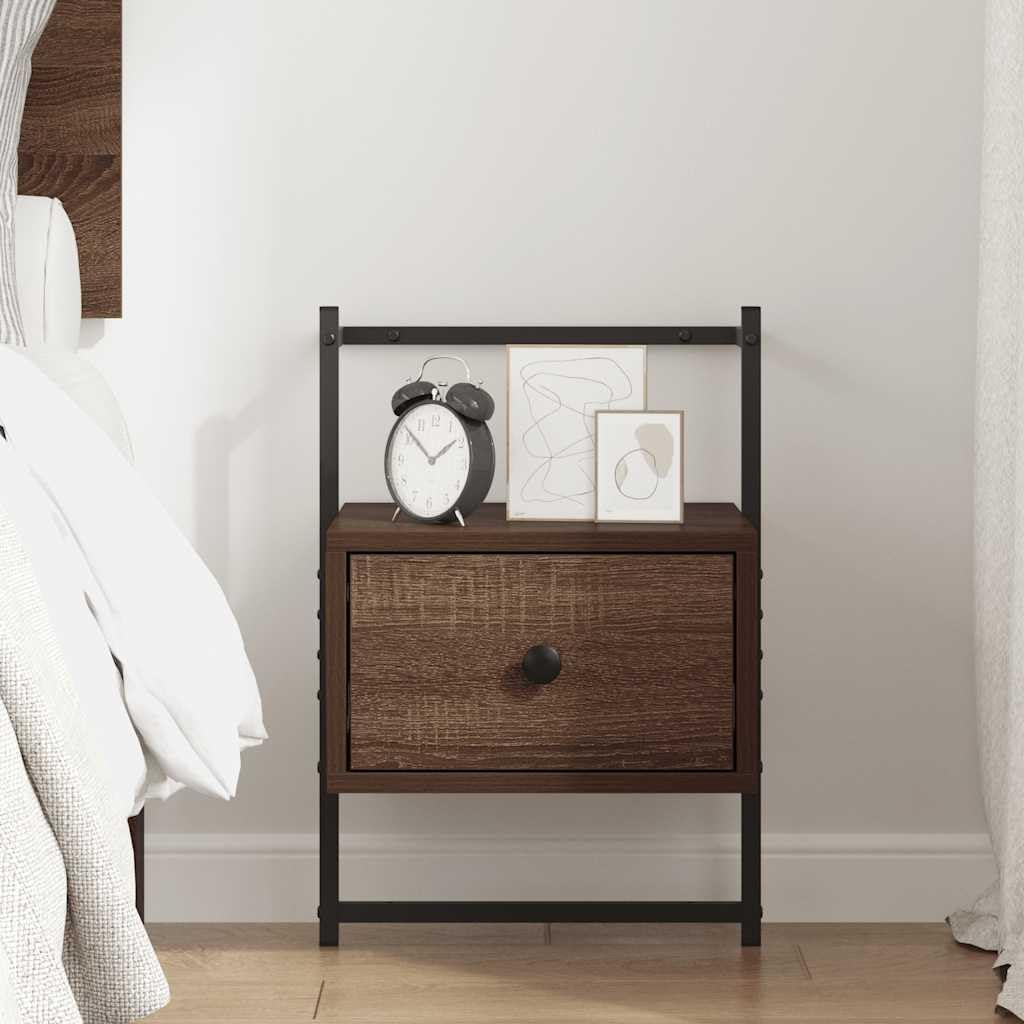Comodino da parete sospeso, effetto rovere, 35 x 30 x 51 cm | Consolle da parete salvaspazio per camera da letto con pratico cassetto e superficie facile da pulire.