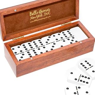 Bello Games New York, Inc. St. Nicholas Avenue Double Six White Professional Jumbo Size Tournament Dominoes Set with Spinners