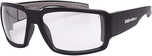 BOMBER Gafas de seguridad transparentes para hombres, marco negro mate con lente de seguridad transparente de policarbonato compatible con z87,