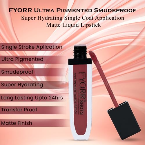 Image of Non Transfer Liquid Lipstick Waterproof Ultra Pigmented Matte Non-Sticky Smooth Finish Lip Color, 6ml (Paraben Cruelty Free) (NudePerfect WineDivine)