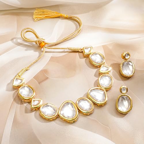 Image of Rubans Kundan Necklace Set Traditional Jewellery Gift for Women & Girls