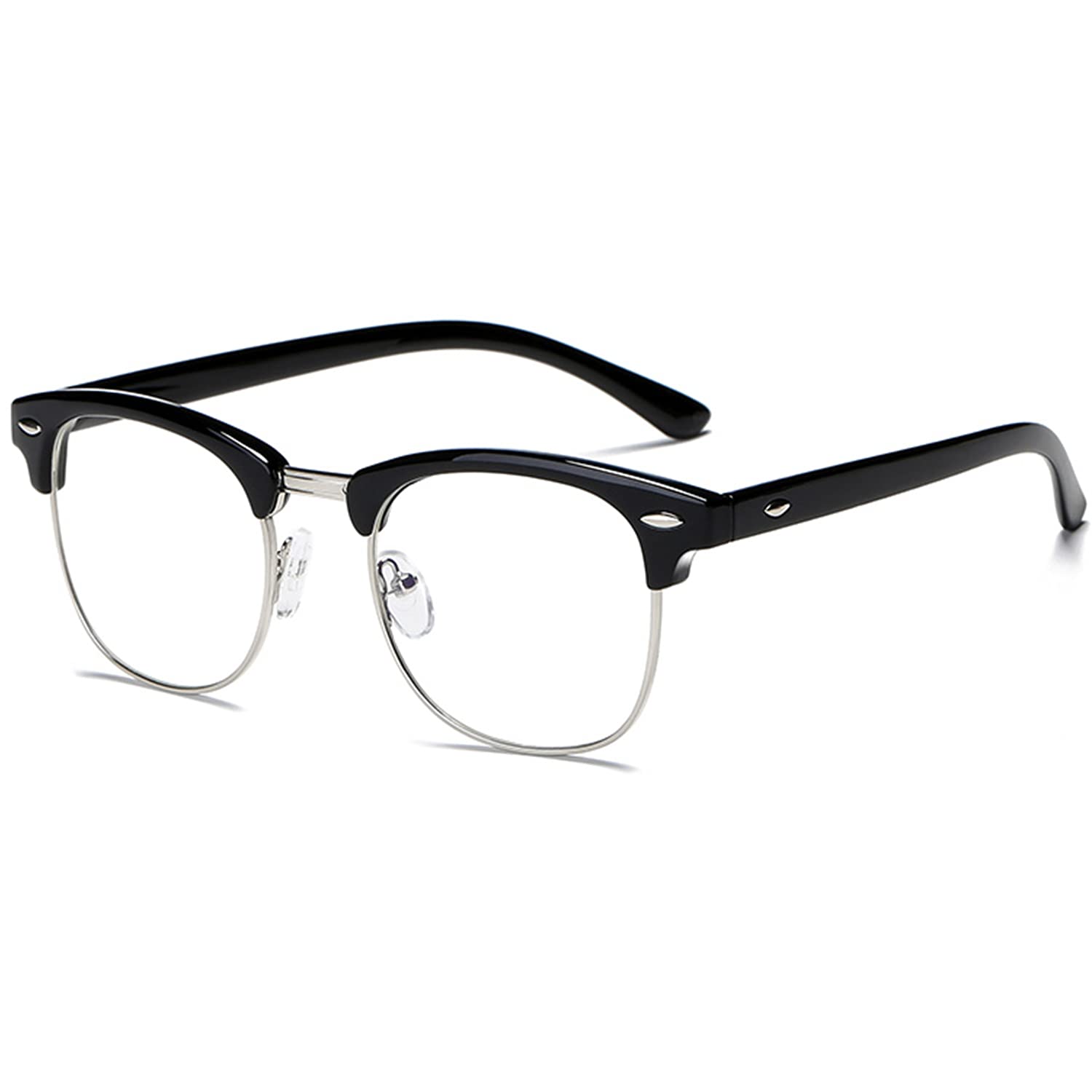 Mingbuy Unisex Bright Black Blue Light Blocking Glasses For Computer Eye Strain Computer Gaming Glasses Anti Blue Ray Computer Glasses Uv400 Clear Lens (Bright Black)