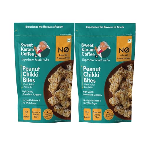 Sweet Karam Coffee’s Peanut Chikki - Jaggery Sweetened | White Sugar Free | Rich in Protein & Fiber | Peanut Bar | Gajak | Sweets | Pack of 2 (150g Each) (B0C55MZSWF) Amazon Price History, Amazon Price Tracker