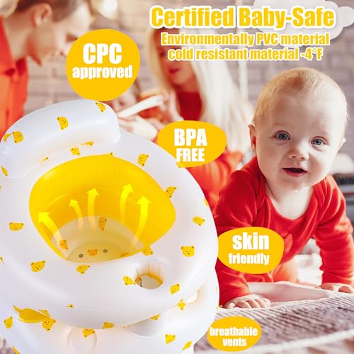 Image of Upgraded Inflatable Baby Seat for 3-36 Months, Baby Chair Sit Me Up Floor Seat - Clip to Table Leg. No Tipping. + Front Guard Anti-Tip, Back Support for Infants Learning to Sit Up + Built-in Air Pump