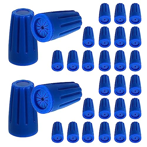 30PCS Waterproof Wire Electrical Connectors 22AWG-12AWG, Outdoor Seal Electrical Twist Nuts Caps Cable Terminal Connector for Landscape Light, Irrigation Valves, Wet Location Installation, Blue
