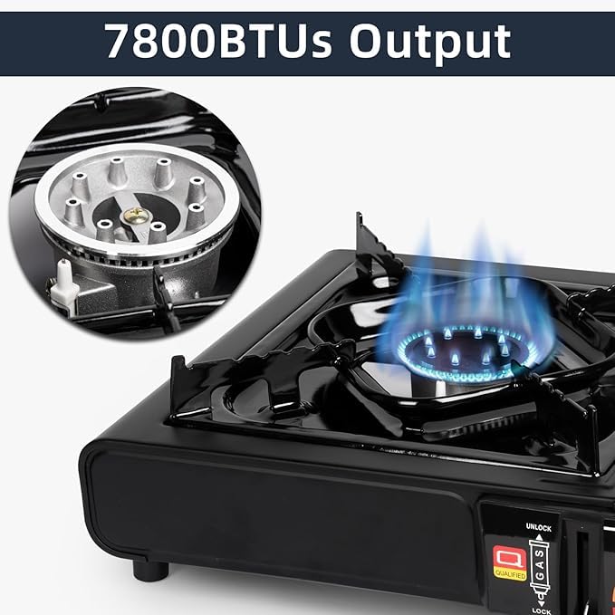 Image of EYUVAA LABEL Portable Gas Stove for Travel with Carrying Case| Dual Fuel Camping Stove for LPG & Butane Cylinder| Compact Cooking Stove for Indoor, Outdoor Camping, Hiking & Emergency Use