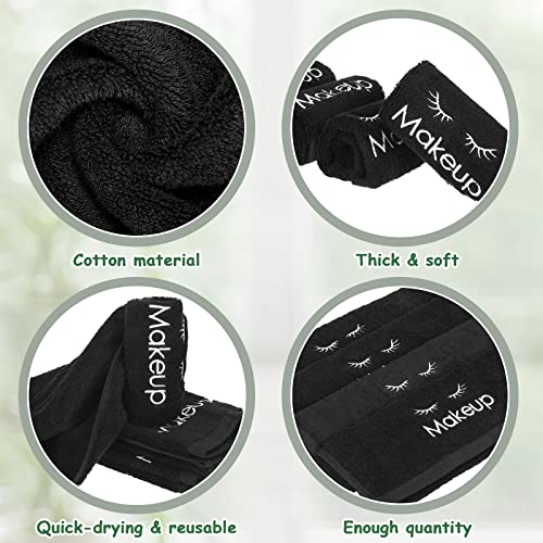 13 X 13 Inch Makeup Washcloths Reusable Makeup Remover Cloths Facial Cleansing Makeup Towels Cotton Cosmetic Soft Towel Water Absorbent Make Up Cloth Face Towels For Women Skin Care, Black (6 Pcs) #TOP3