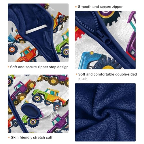 CHIFIGNO Colorful Truck Toddler Boy Winter Coat, Toddler Zip up Hoodie Light Jacket for Fall Winter Spring 7-8Y3