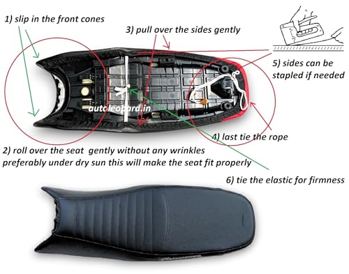 Image of Hero Glamour 'X'125 Bike SEAT Cover,PU Leather, Black Colour,Water Proof,Rope and Elastic provided for Quick and Easy Installation.with 6 mm Rubber Foam