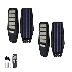 Homehop 300W All in One Solar Street Light Wall Lamp for Outdoor, Home & Garden with Remote Control (ABS,Cool White,600 LED,Pack of 2)