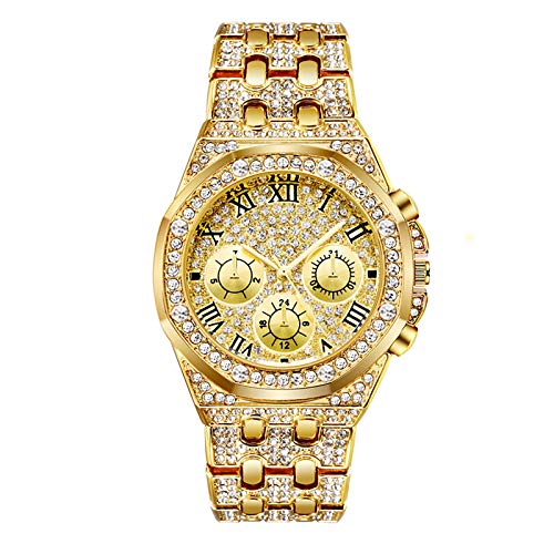 Montre Femme Luxe Strass Bracelet à Quartz Analogique Bling Design, Élégant Cadeau pour Dames, Montres à Diamants avec Bracelet en Acier Argent Or Rose