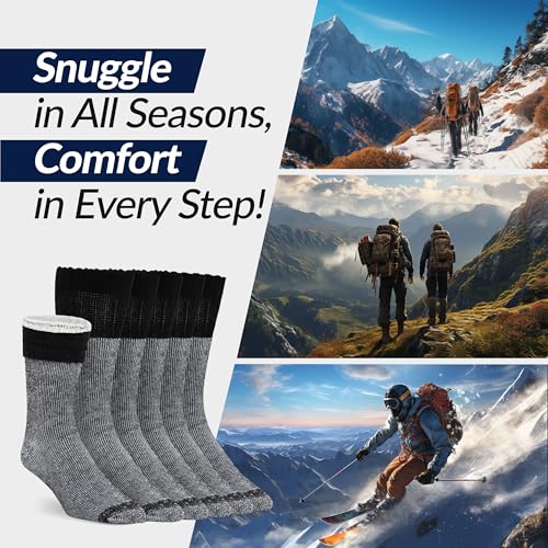 Image of Alvada Mens Merino Wool Crew Socks Thermal and Warm Socks for Winter Work Hiking Running 3 Pairs