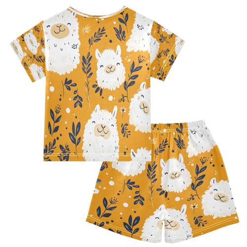 senya Flower Alpaca Happy Summer Pajamas Set Short Cotton Sleepwear 2 Piece2