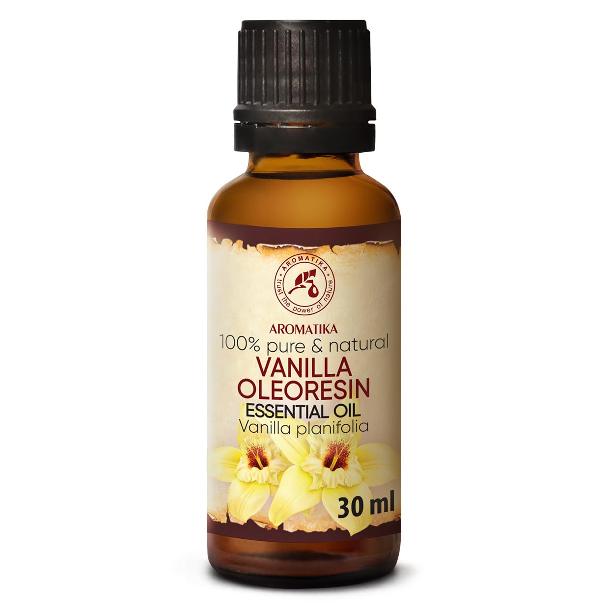 Aceite Esencial de Oleorresina Vainilla 30ml - Planifolia de Vainilla - 100% Puro para Difusores de Aromaterapia para Cuidado de Piel y Cabello - Buen Humor - Aroma de Vainilla