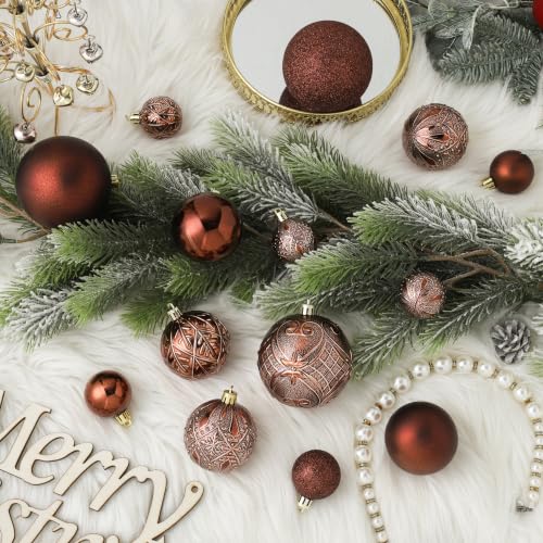 SZVRL Christmas Balls Ornaments -36pcs Shatterproof Christmas Tree Decorations with Hanging Loops for Xmas Tree, Holiday Party, Wedding & Indoor Home Decor,6 Styles in 3 Sizes (Brown) - image 5