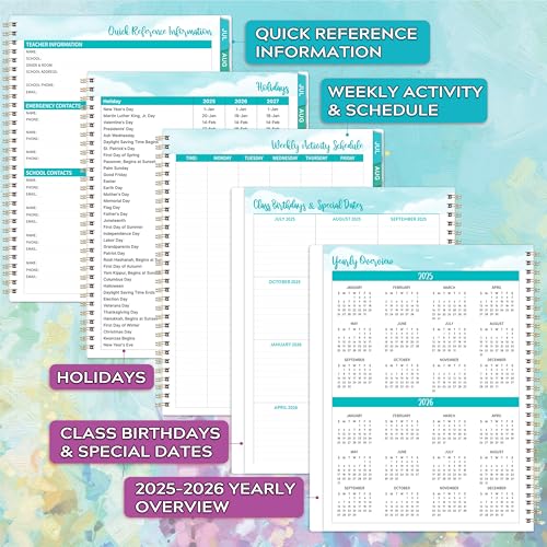 2025-2026 Teacher Planner - Teacher Lesson Planner 2025-2026, July 2025 - June 2026, 9\" x 11\", Teacher Lesson Planner 2025-2026 with with Twin-Wire Binding for Teachers - Oil Painting