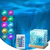 Baibaiba Ocean Lamp Water Light Projector - Water Ripple Projector Light Cube Aurora Northern Lights Wave Ripple Night Light for Bedroom (16 Colors)
