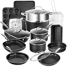 Granitestone Pro Pots and Pans Set 20 Piece Hard Anodized Complete Cookware + Bakeware Set with Ultra Nonstick Diamond Coating, Stainless Steel Stay Cool Handles, Oven Dishwasher & Metal Utensil Safe