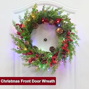   20-Inch-Real-Touch-Christmas-Wreath-with-Lights-Timer-8-Mode-Artificial-Green-Cedar-Cypress-Berry-Pinecone-Battery-Operated-Wreath-for-Front-Door-Wall-Windows-Mantle