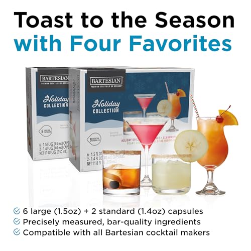 Image of Bartesian Holiday Collection 2025 Cocktail Capsules - Limited Edition Christmas Winter Seasonal Pack with Holiday Spiced Old Fashioned, Clausmopolitan, Peary Christmas, Yuletide Hurricane - 16 Pack