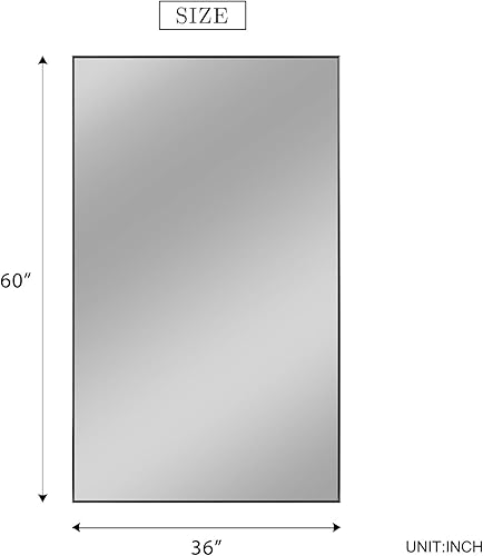 Miniatura 6 de ZHOWI - Espejo de tamaño de cuerpo completo, con marco de metal, para montar, reclinar o colgar en la pared del dormitorio, la sala de estar o el