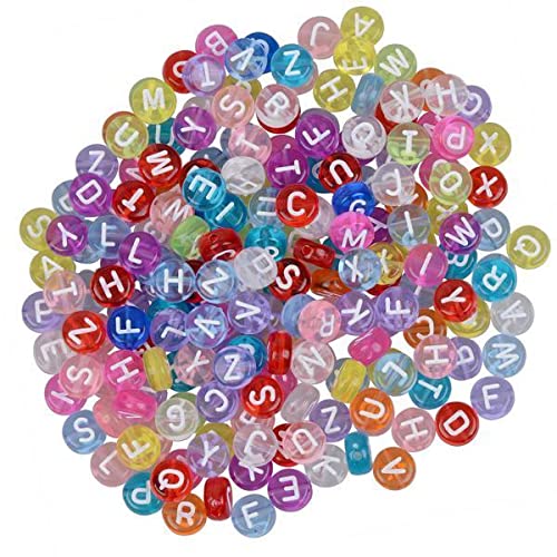 SNAPPSY 2x200 Pcs Colorful Acrylic Beads Charm Alphabet Letter Bead DIY Jewelry 1# Clear Multi-Color-picture-0