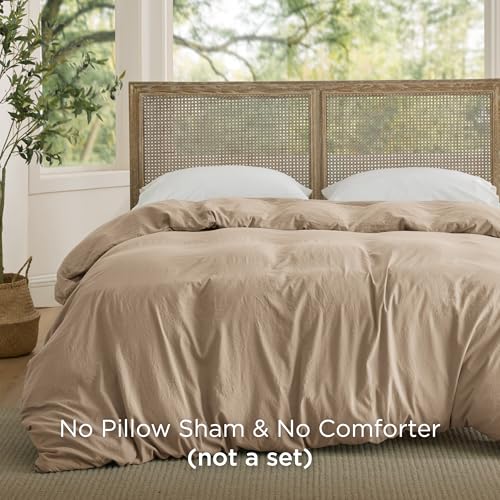 Image of Bedsure Prewashed Light Brown Duvet Cover King Only, Cotton-Like Feel | 1 Duvet Cover Only, No Pillow Shams, Ultra Soft, Relaxed Texture, Zipper Closure, 8 Corner Ties, Year-Round, Easy Care